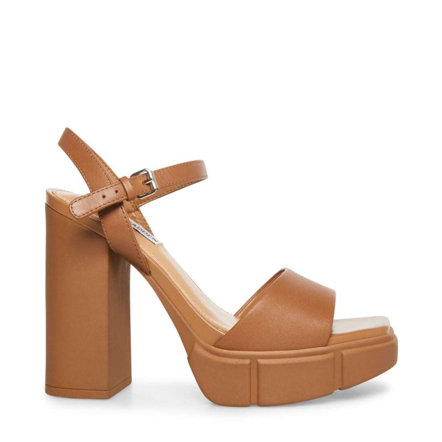 Heels * | Outlet Stevemadden Rayden Tan Leather