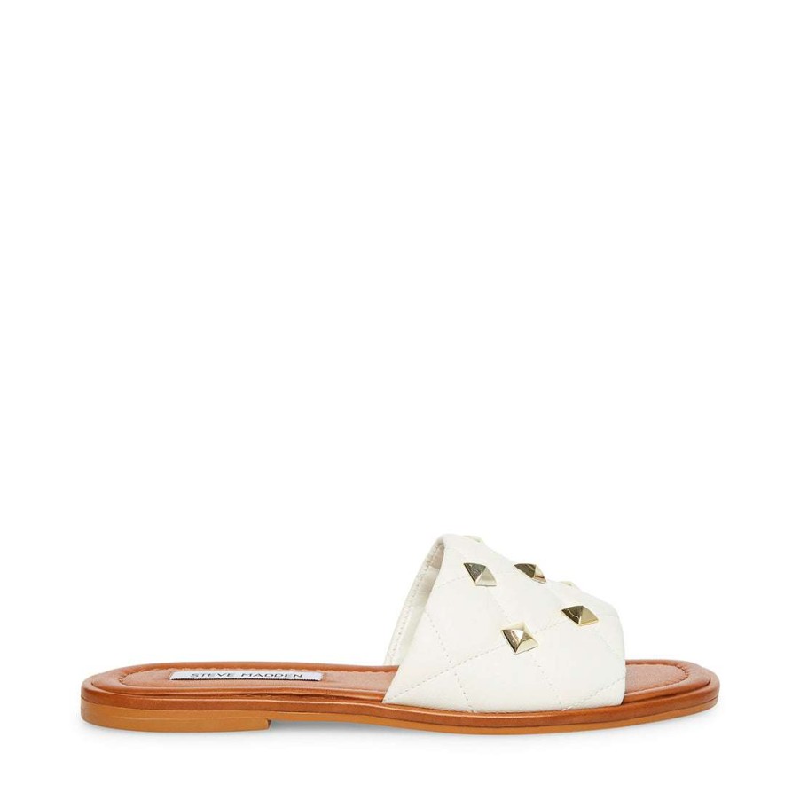 Sandals * | Coupon Stevemadden Trouble White Leather