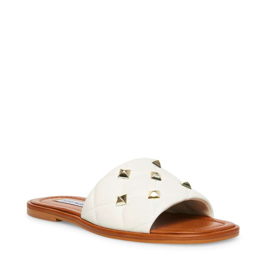 Sandals * | Coupon Stevemadden Trouble White Leather