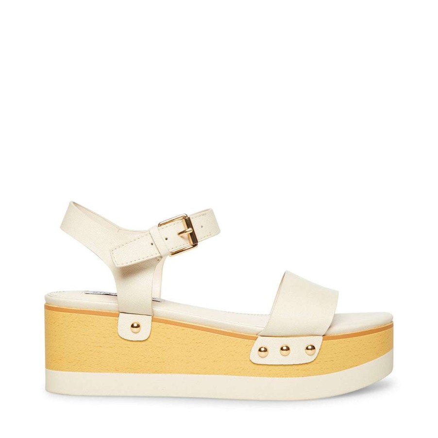 Sandals * | Cheapest Stevemadden Domenica White Leather