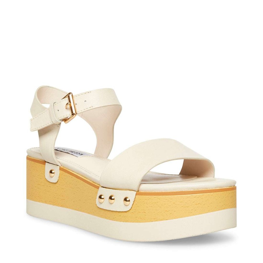 Sandals * | Cheapest Stevemadden Domenica White Leather