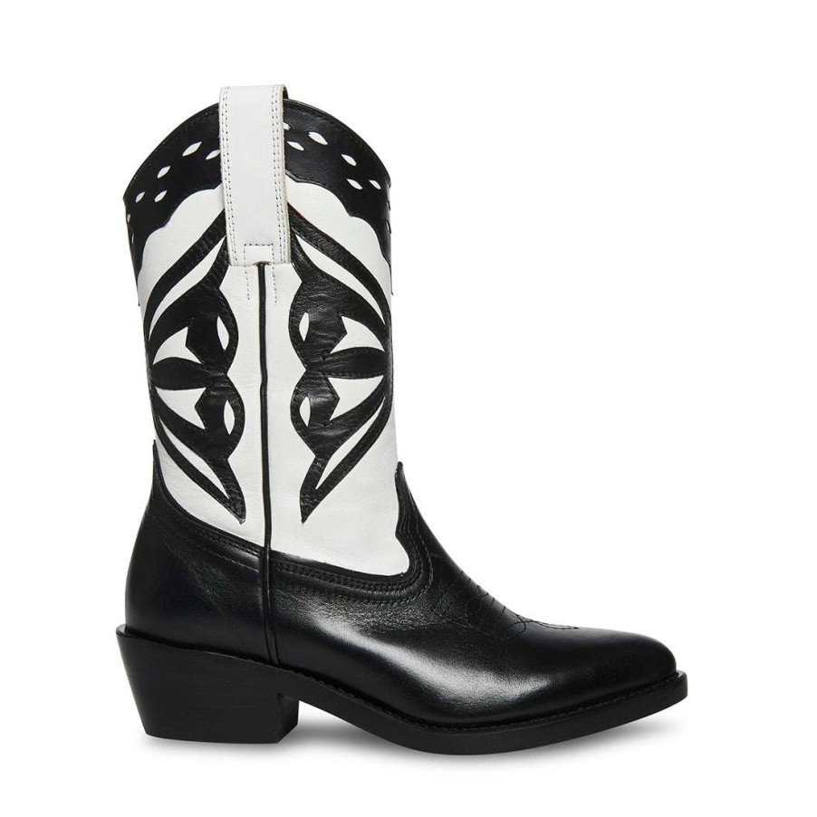 Boots * | Hot Sale Stevemadden Laredo-M Black/White Black White