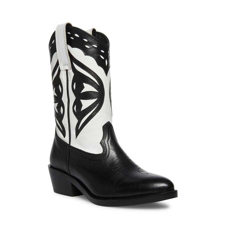 Boots * | Hot Sale Stevemadden Laredo-M Black/White Black White