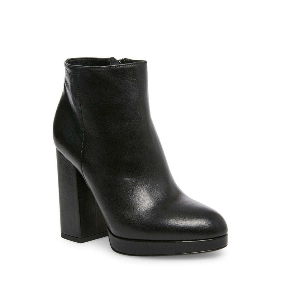 Booties * | Promo Stevemadden Ruth Black Leather