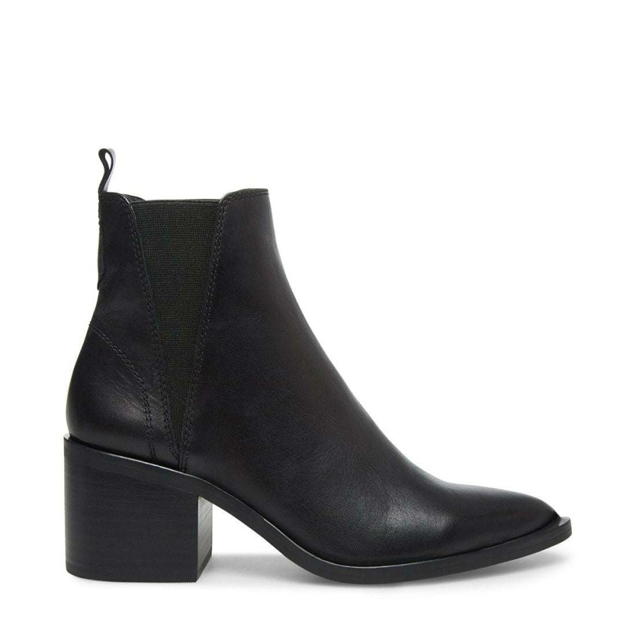 Booties * | Promo Stevemadden Audience Black Leather