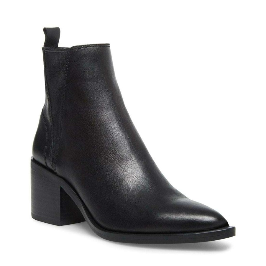 Booties * | Promo Stevemadden Audience Black Leather