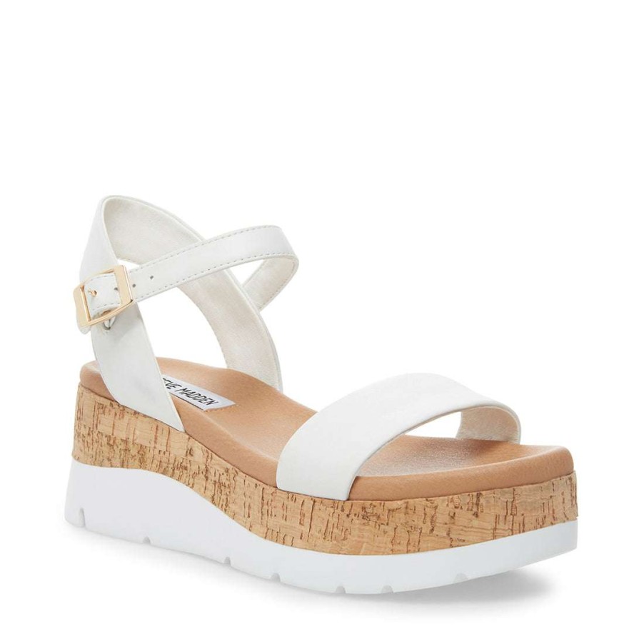 Sandals * | Promo Stevemadden Roselita White Leather