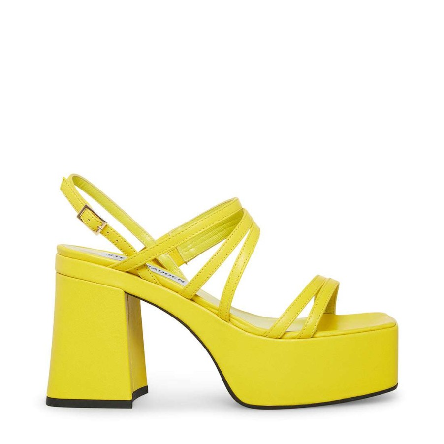 Heels * | Flash Sale Stevemadden Bossy Yellow Leather