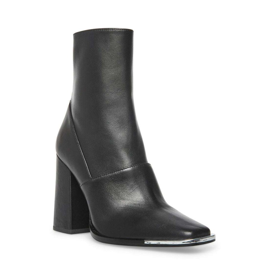 Booties * | Budget Stevemadden Excess Black Leather