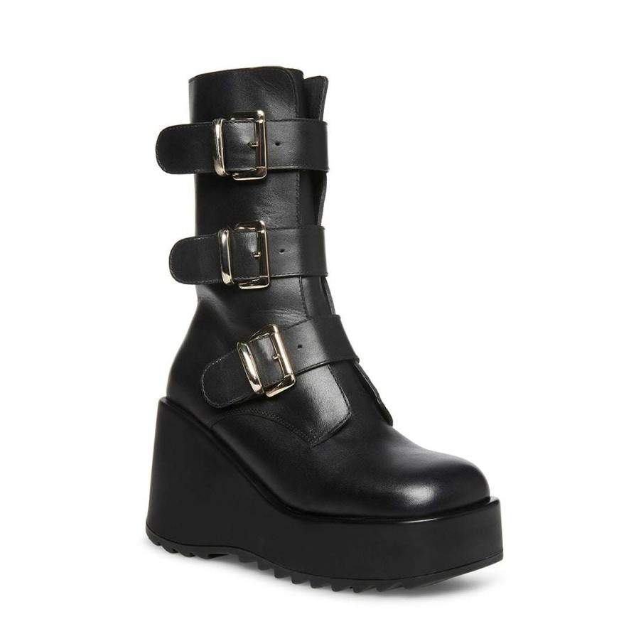 Platforms * | Deals Stevemadden Primrose Black Leather