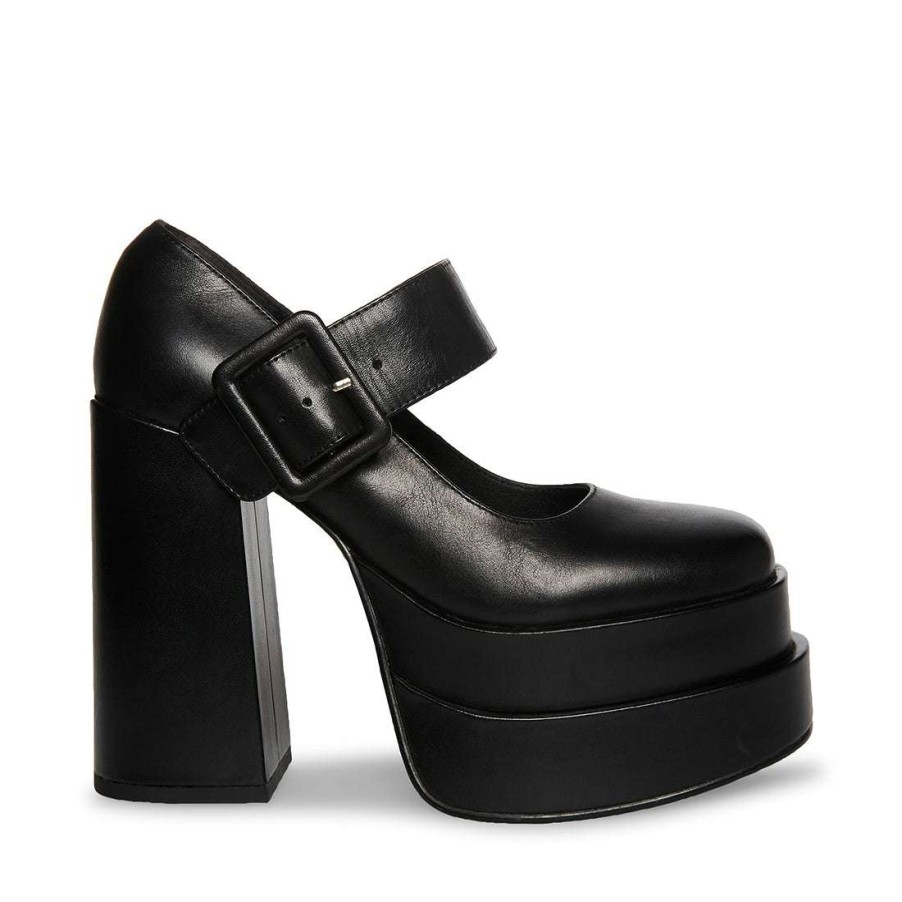 Heels * | Discount Stevemadden Carly Black Leather