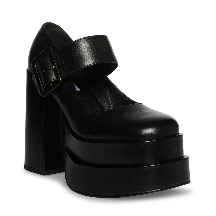 Heels * | Discount Stevemadden Carly Black Leather