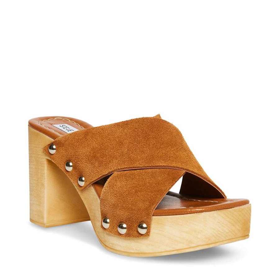 Heels * | Buy Stevemadden Raven Chestnut Suede