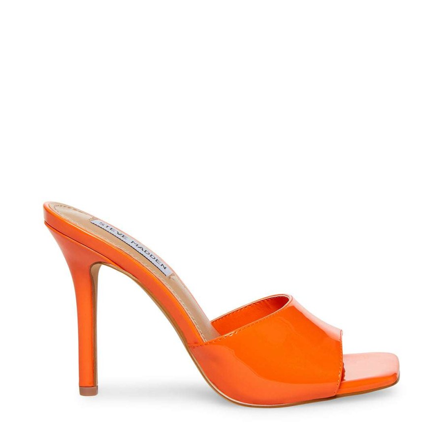 Heels * | Best Sale Stevemadden Signal Orange Patent