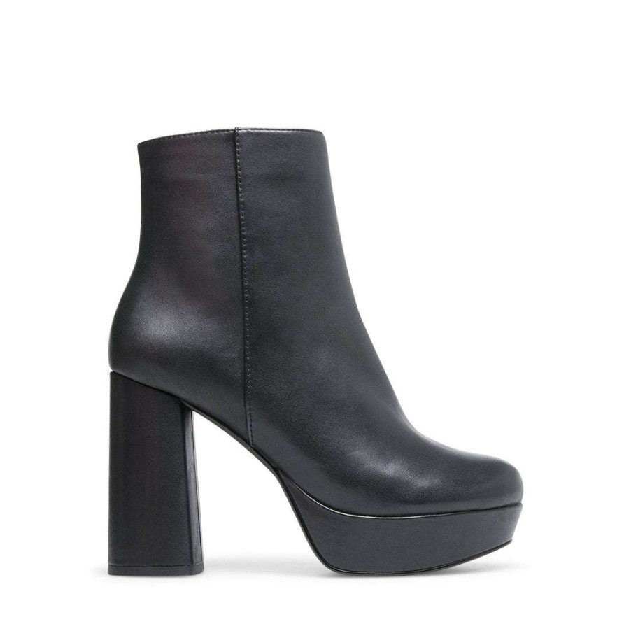 Booties * | Outlet Stevemadden Grate Black Leather