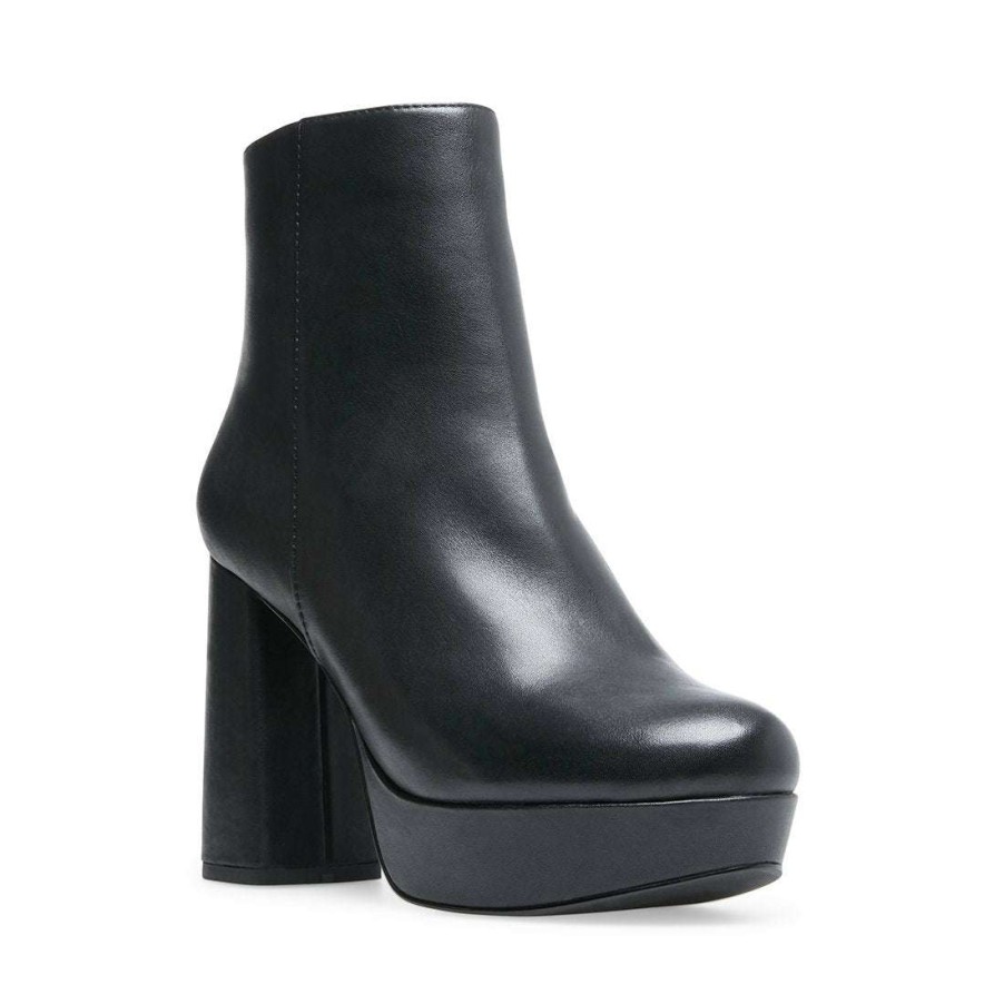 Booties * | Outlet Stevemadden Grate Black Leather