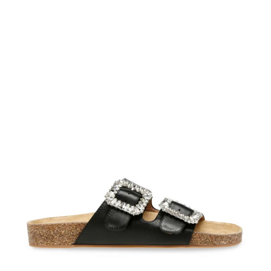 Sandals * | Budget Stevemadden Somers Black Leather