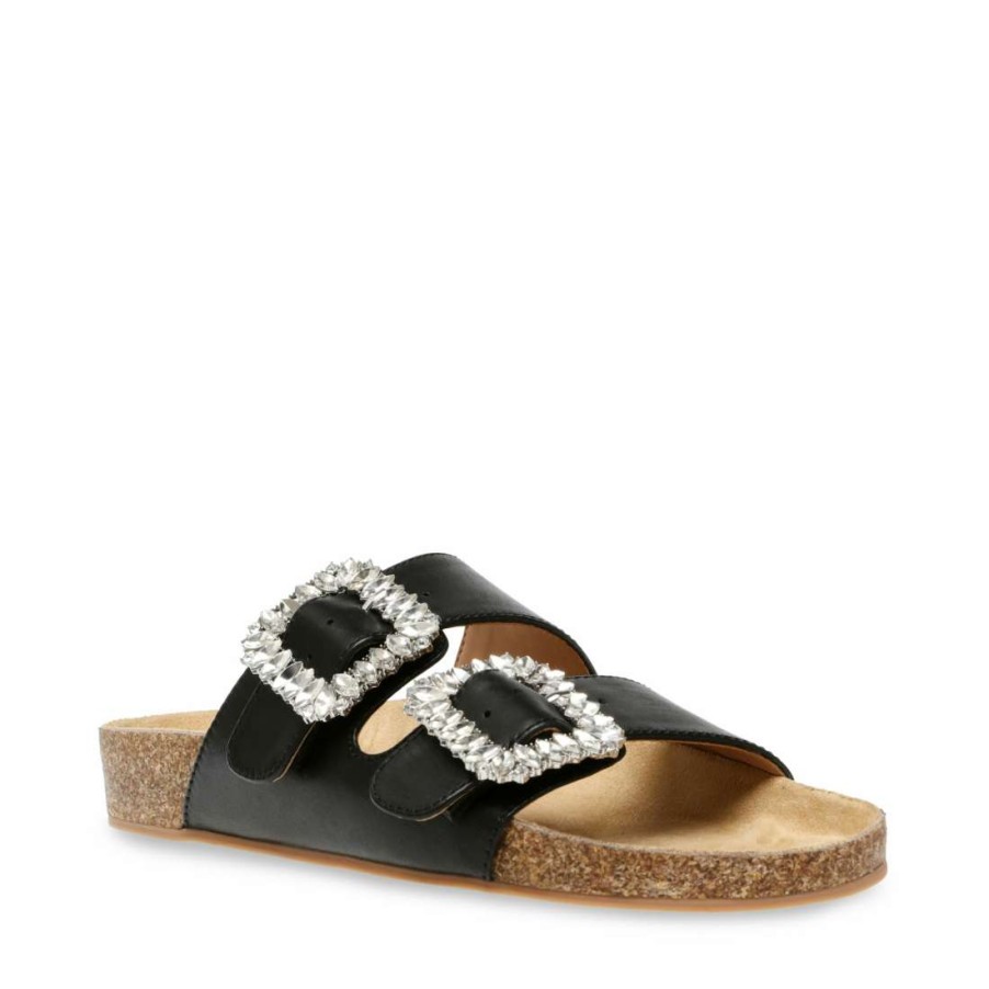 Sandals * | Budget Stevemadden Somers Black Leather